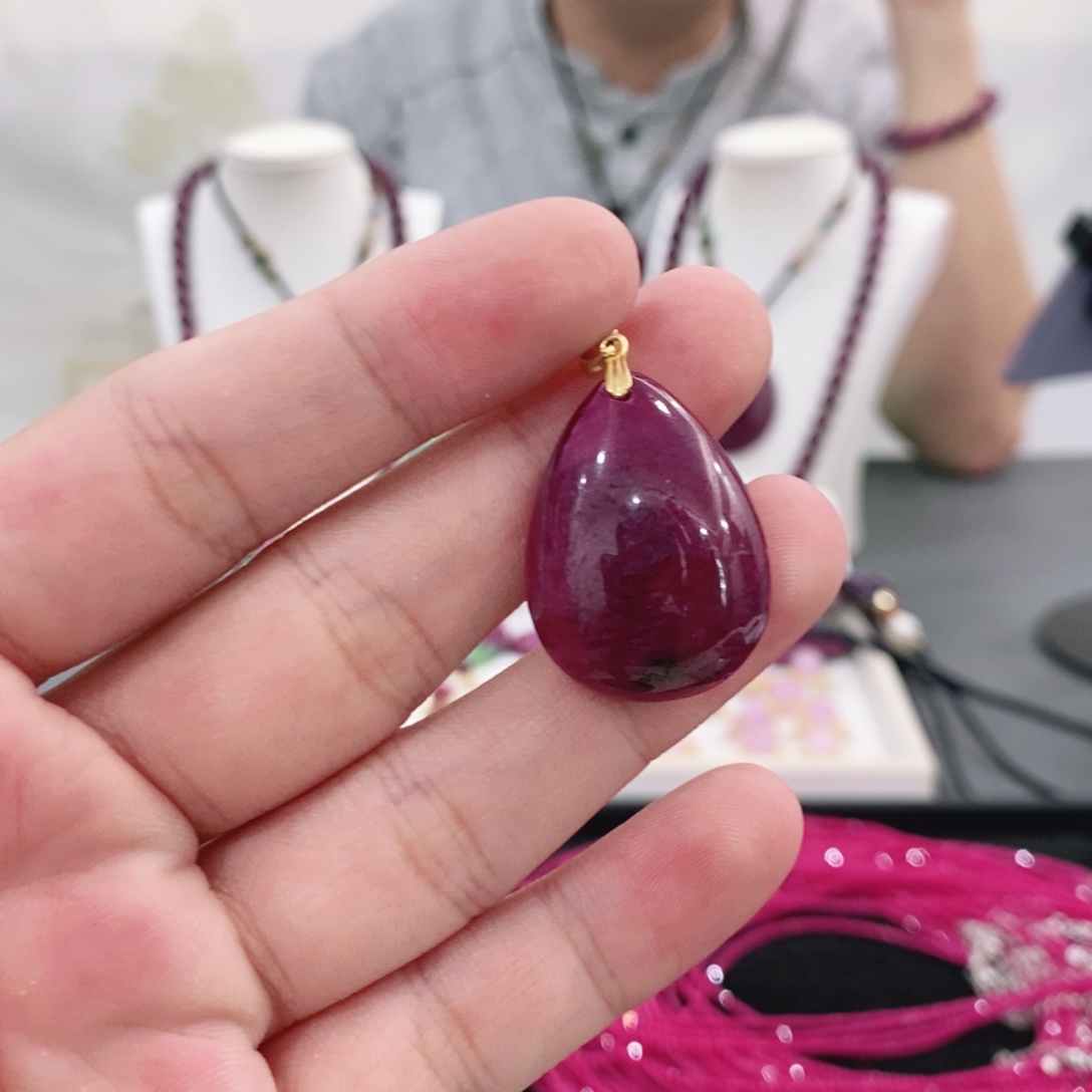 红宝石银S925镶嵌吊坠