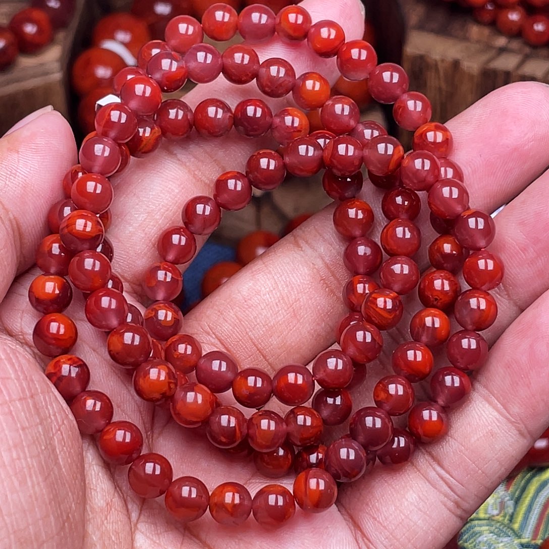 南红玛瑙未镶嵌手链南红瓦西卡6多圈108