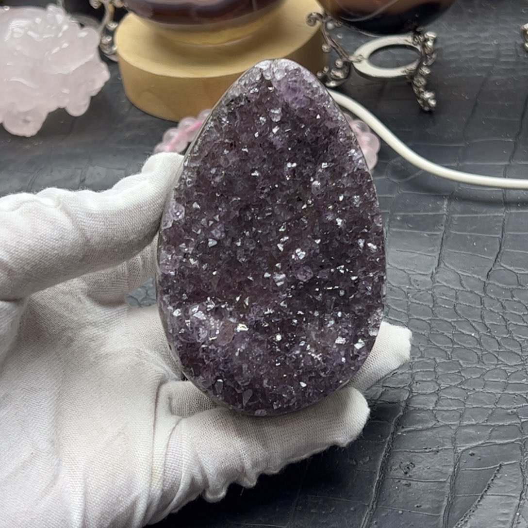 水晶珠宝半成品未镶嵌紫水晶花龙蛋25