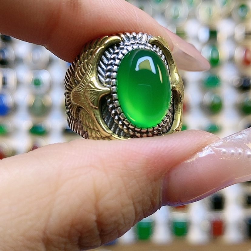 【闪购商品】玛瑙/玉髓戒指银S925镶嵌字****练