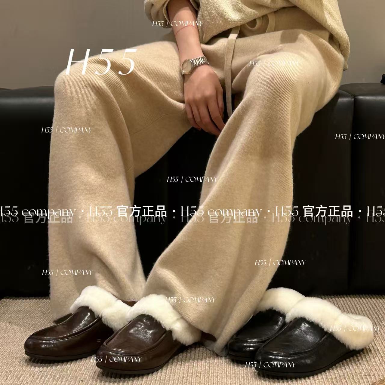 H55鞋子安思丽穆勒鞋半拖毛毛拖加棉加厚百搭老钱风59-2988【SY】