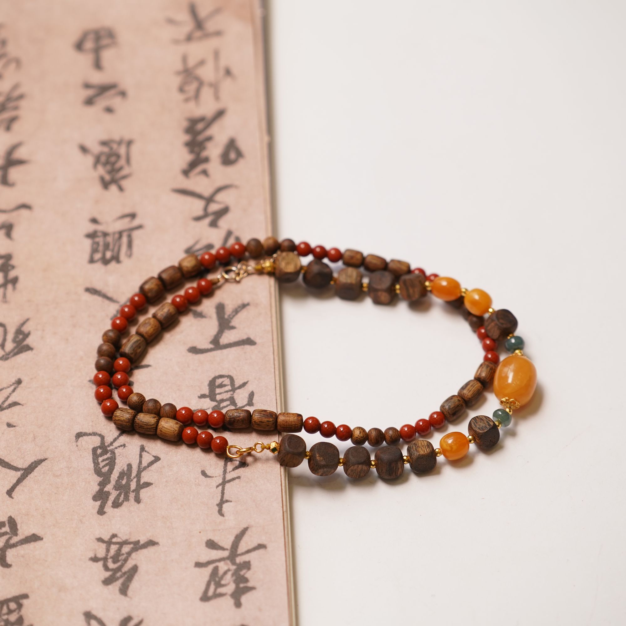 沉香沉香随形南红蜜蜡项链ZC10A13128