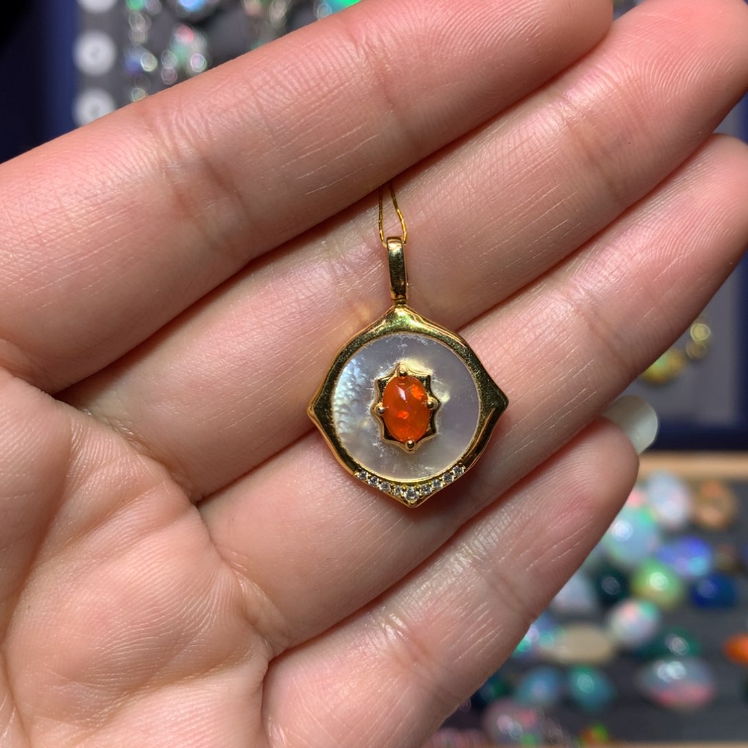 欧泊吊坠款式银S925镶嵌