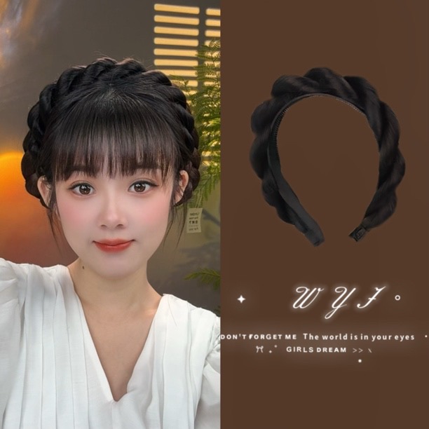 WYJ两股辫发箍假发女千金公主头编发网红增高颅顶发箍