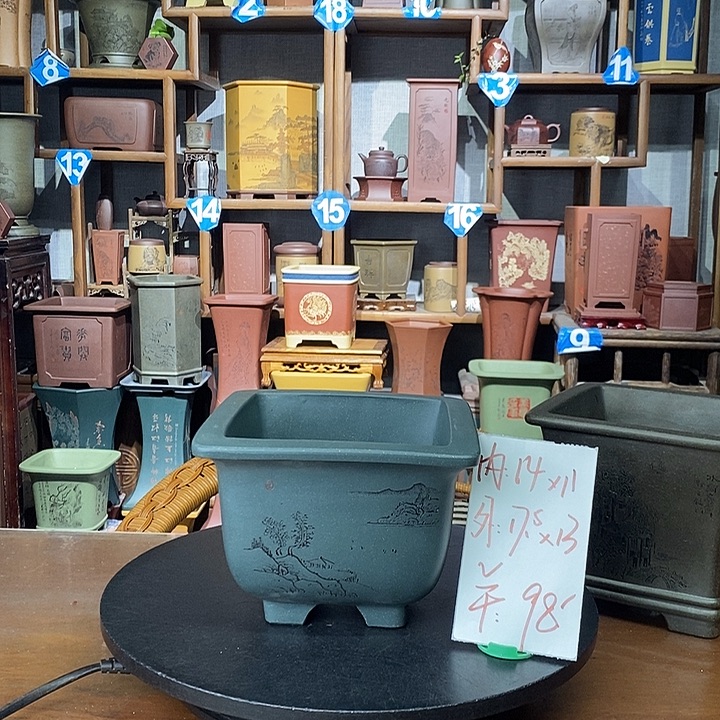 花盆紫砂民国绿四方