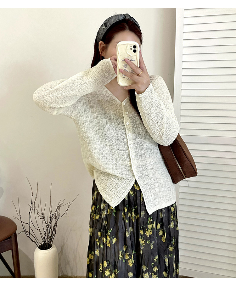 大码女装百搭休闲v领外套2025秋胖mm慵懒宽松针织开衫女上衣169