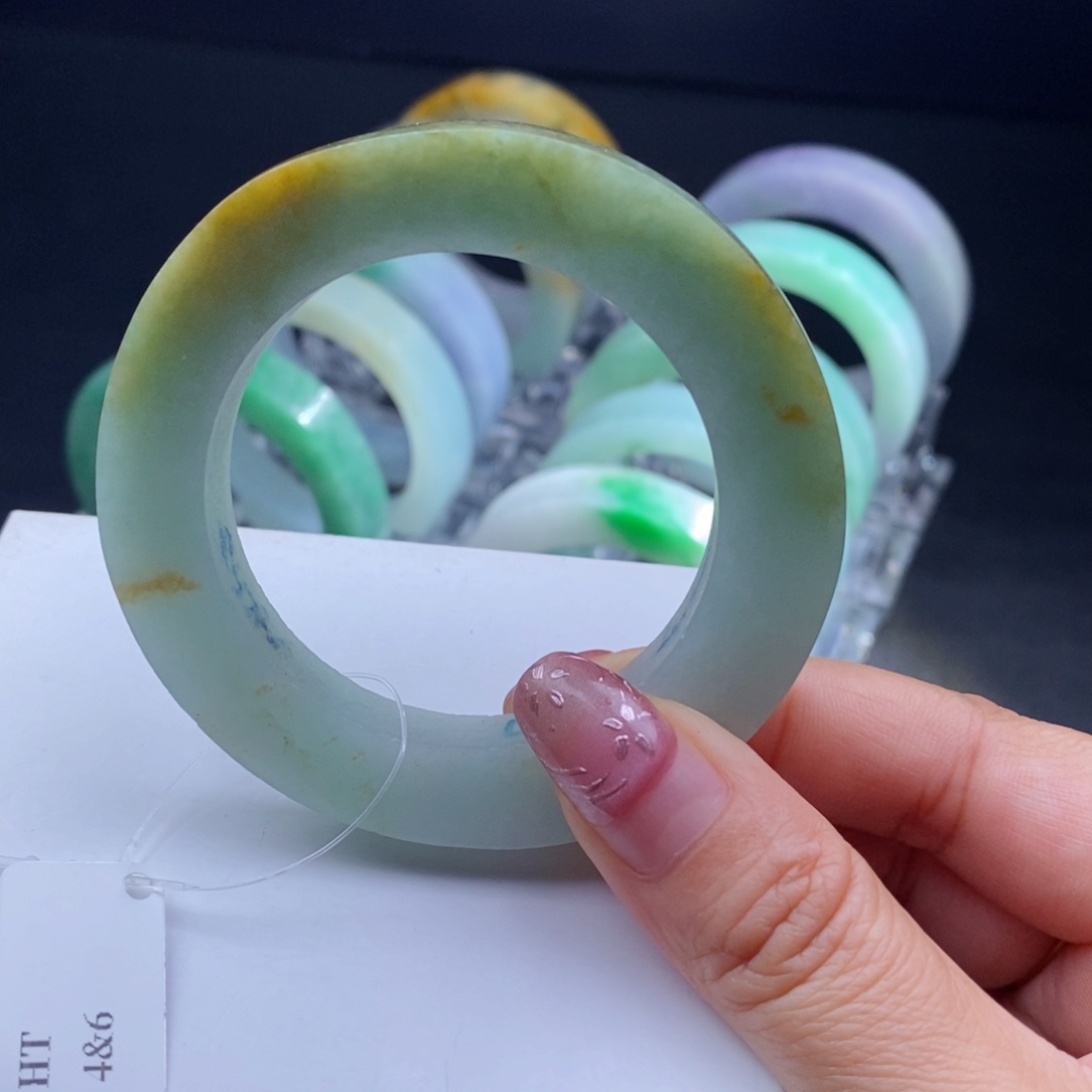 定制翡翠未镶嵌翡翠手镯49-55