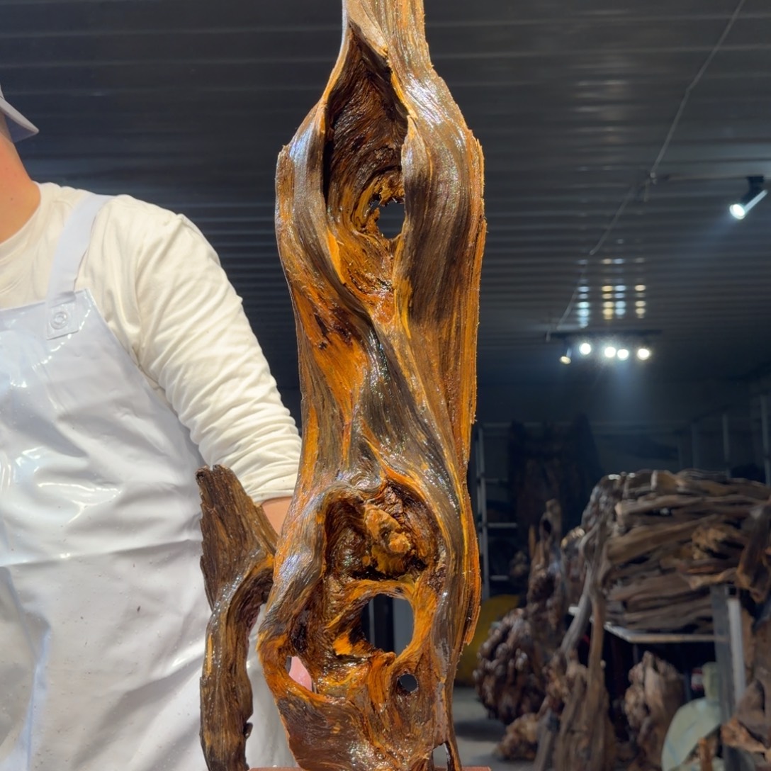 布***瑶木王一刀琥珀木摆件109