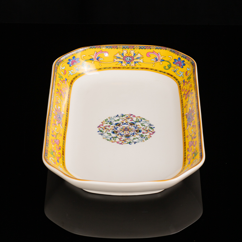 HST-陶瓷珐琅彩鱼盘1个装