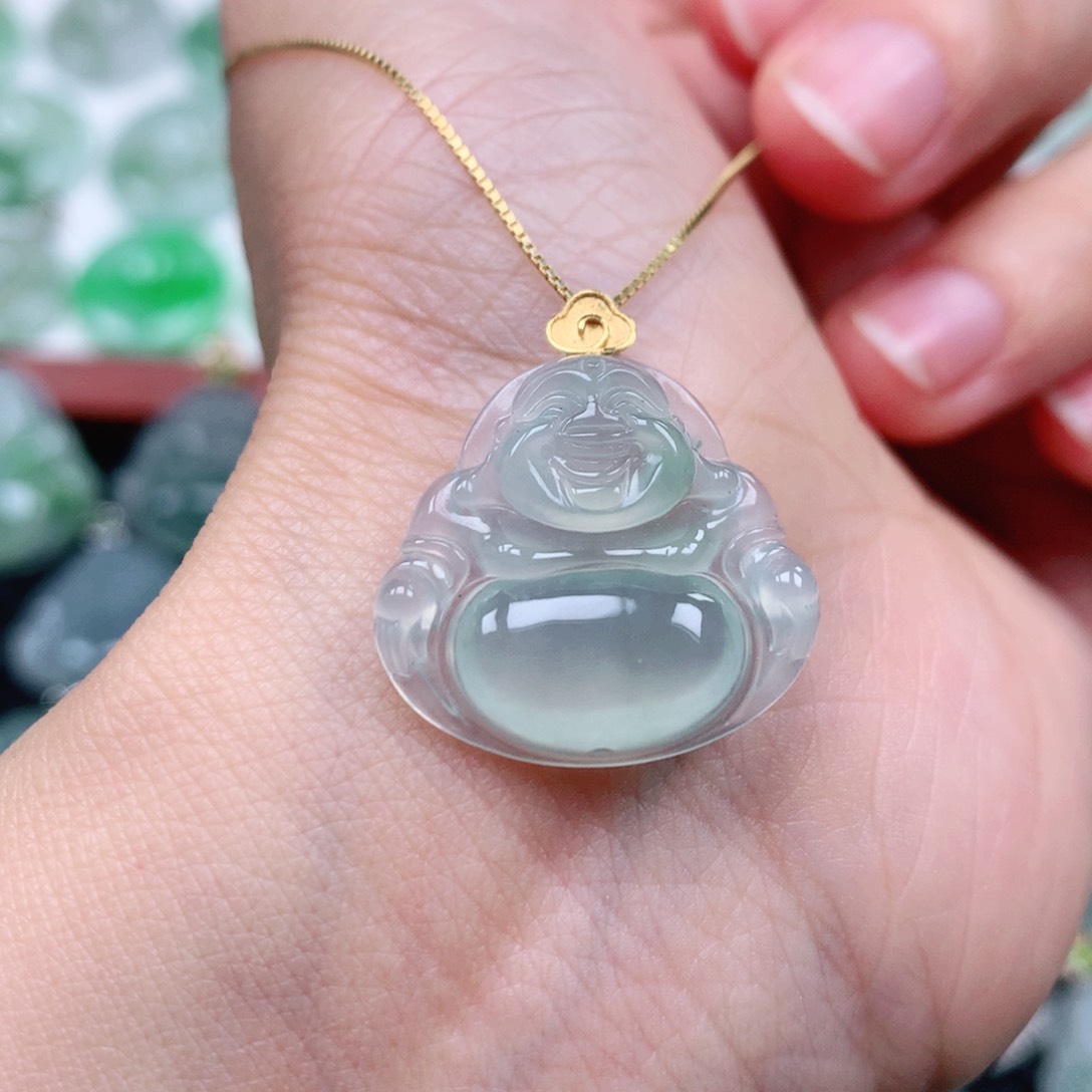 翡翠吊坠(不含链)18K金镶嵌