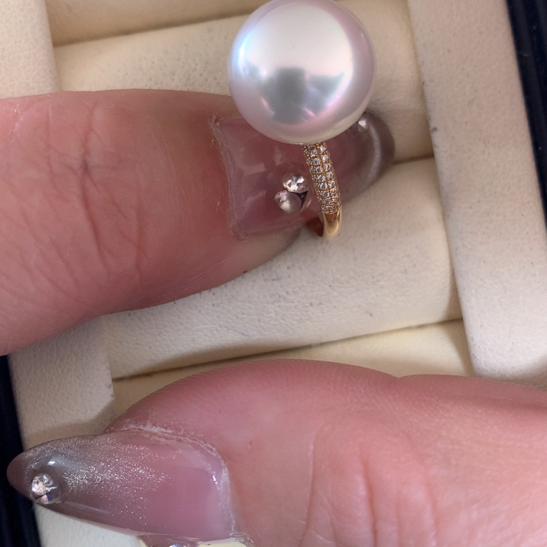 海水珍珠戒指18K金镶嵌