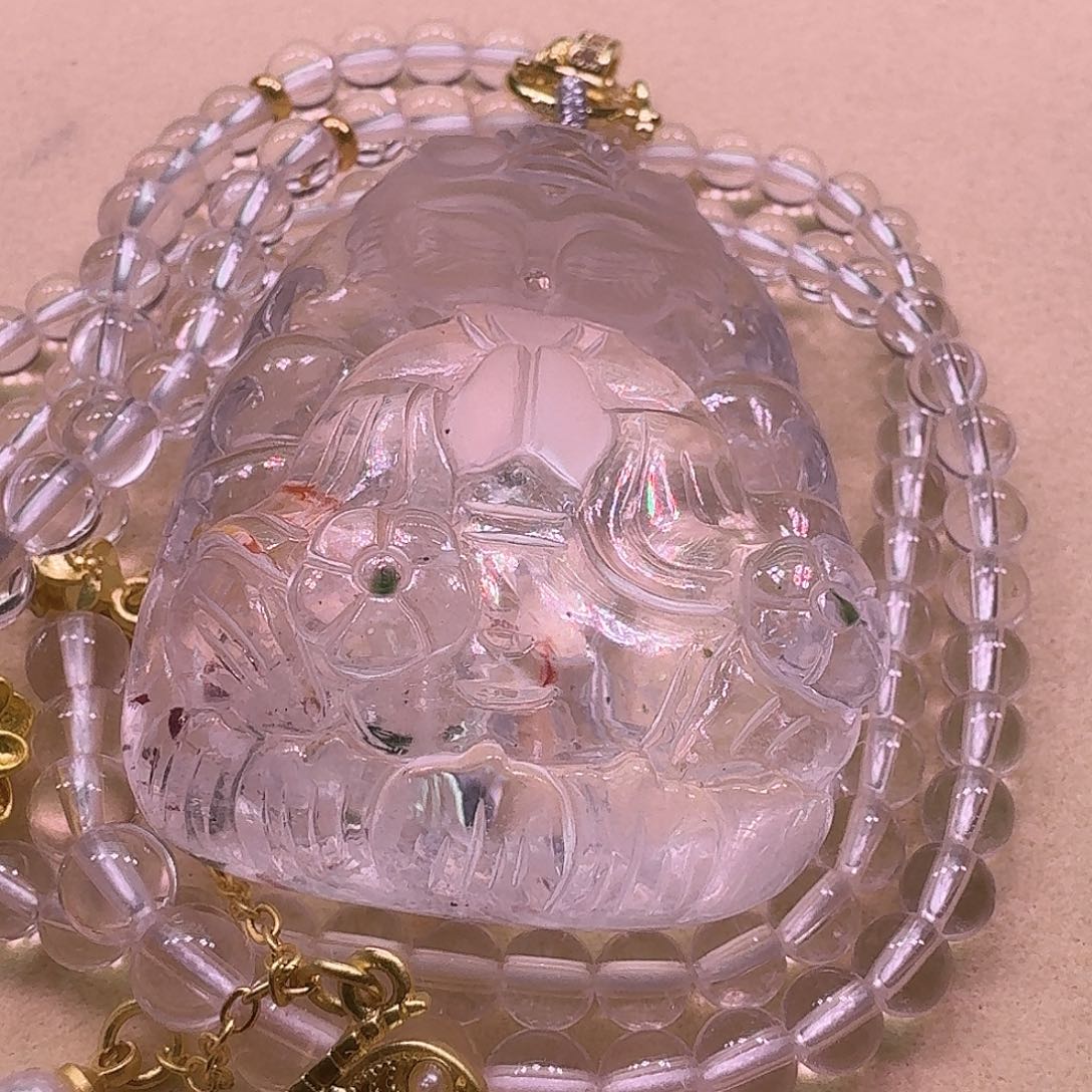 水晶颈饰未镶嵌天然水晶狐狐吊坠