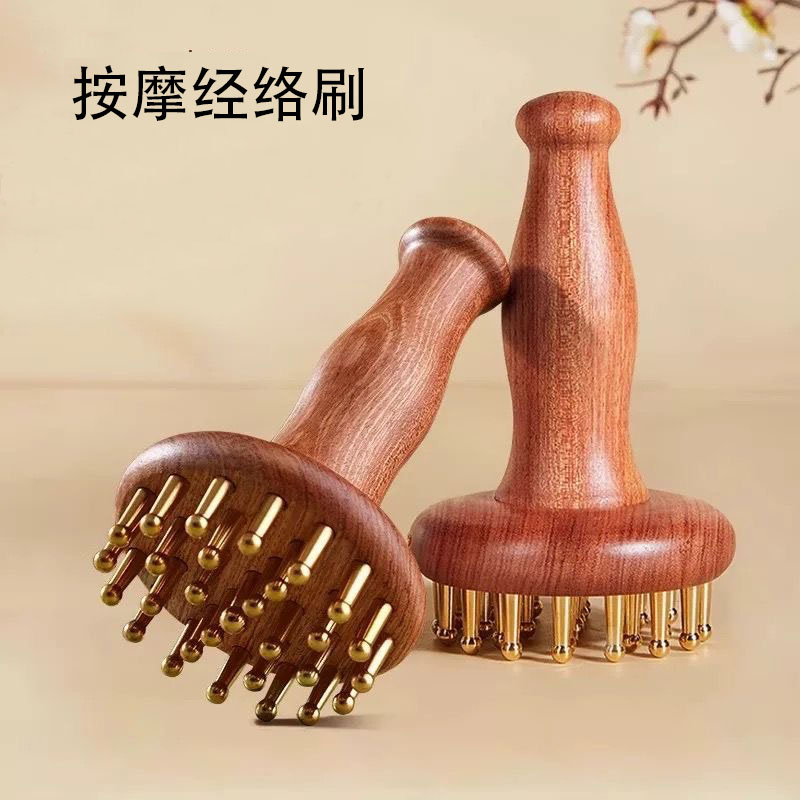 正宗天然牛筋梳29齿按摩经络刷长柄圆盘疏通肚子腿部背部美容刮痧