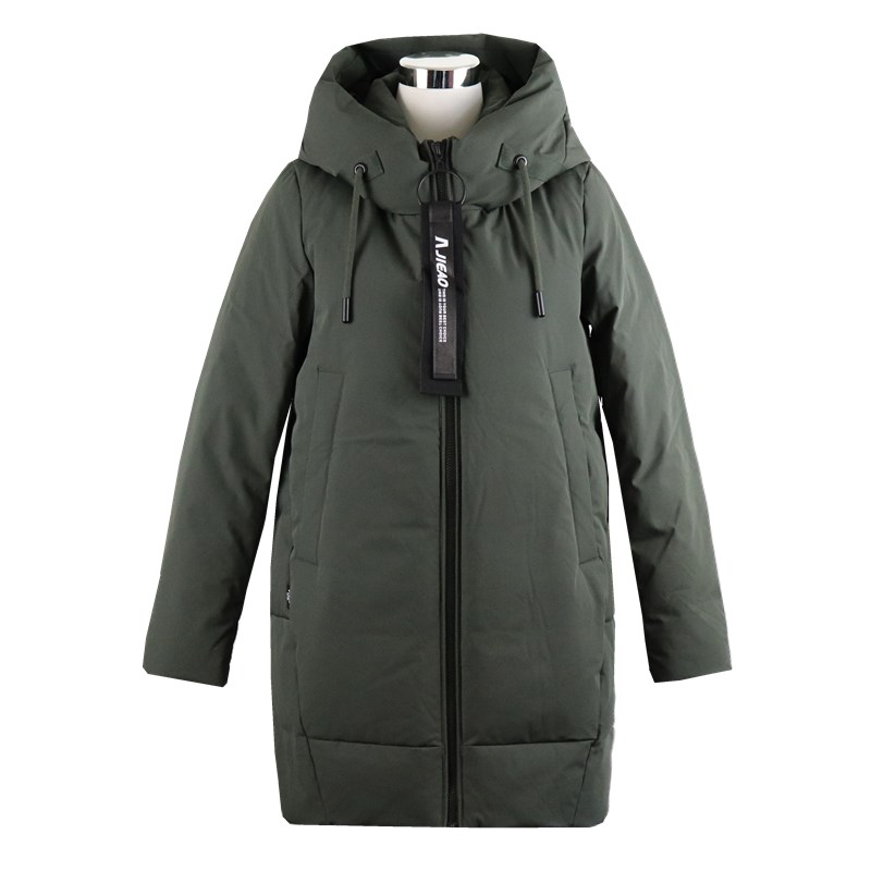 杰奥羽绒服女新款中老年加厚茧型中长款连帽休闲冬白鸭绒7981306