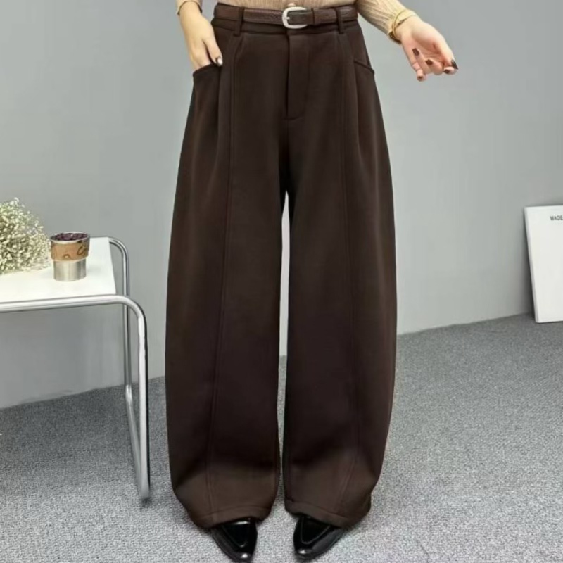 【歌莱图】2025冬季加绒休闲直筒弯刀裤时尚设计感百搭女裤#K7511