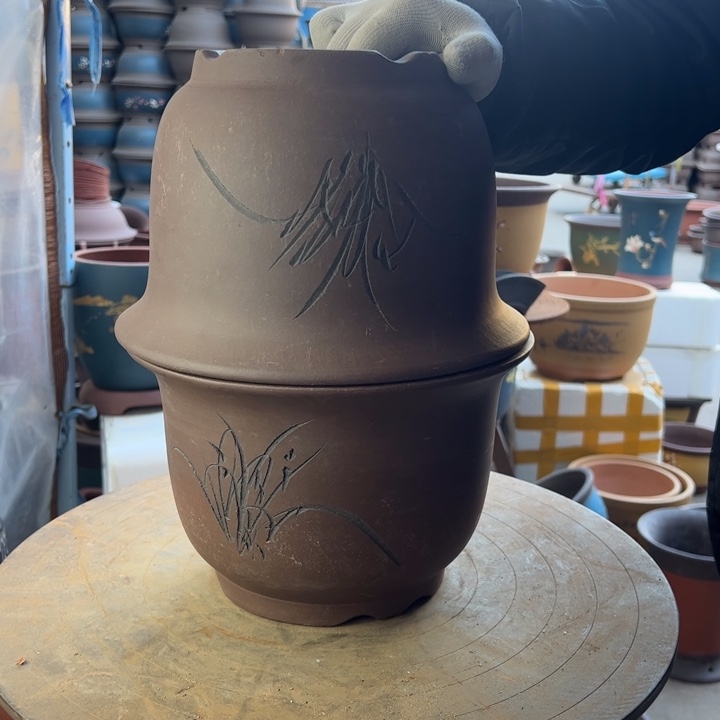 紫砂宜兴紫砂花盆花盆平角25+25