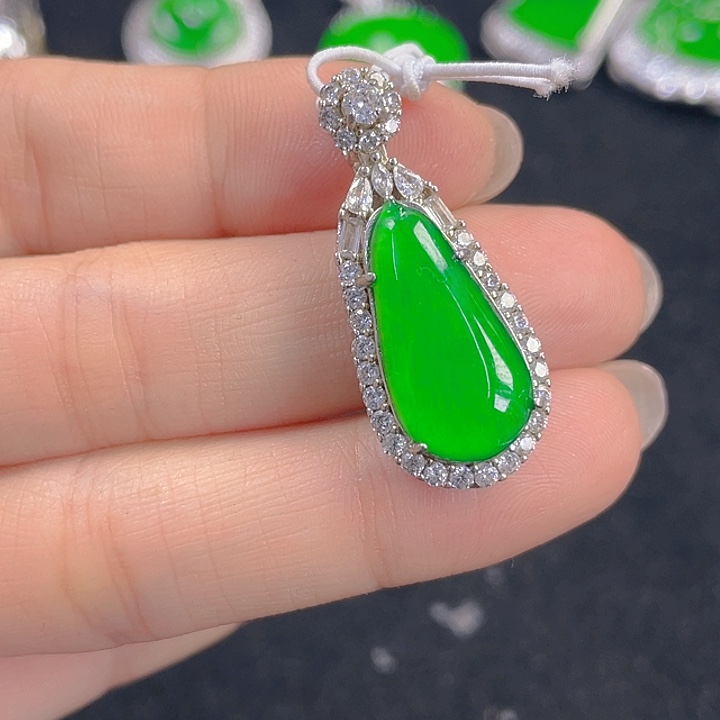 翡翠银S925镶嵌吊坠(不含链)