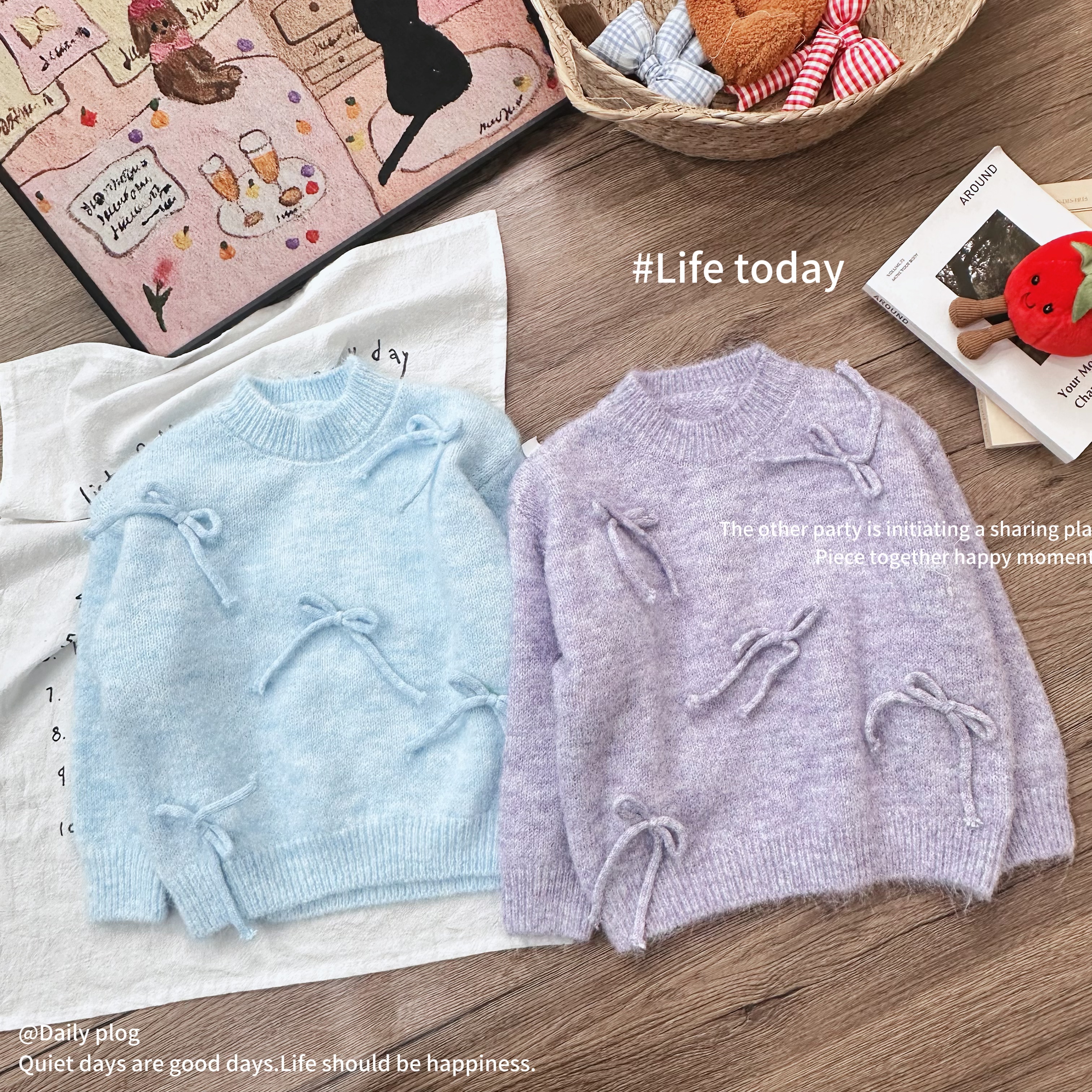 【弗罗曼】2025秋季上新韩系女童蝴蝶结百搭毛衣D-H531