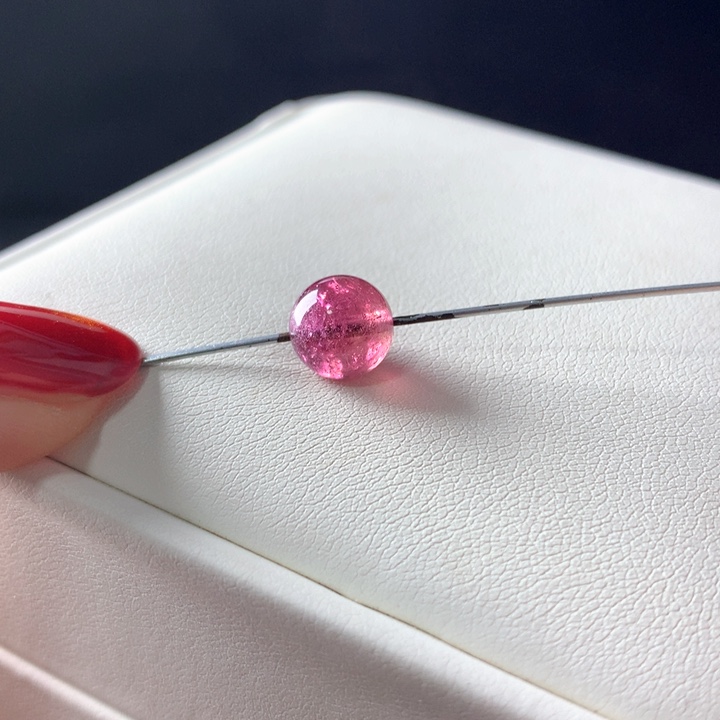 碧玺手链未镶嵌不退不换卡8艳桃红圆珠