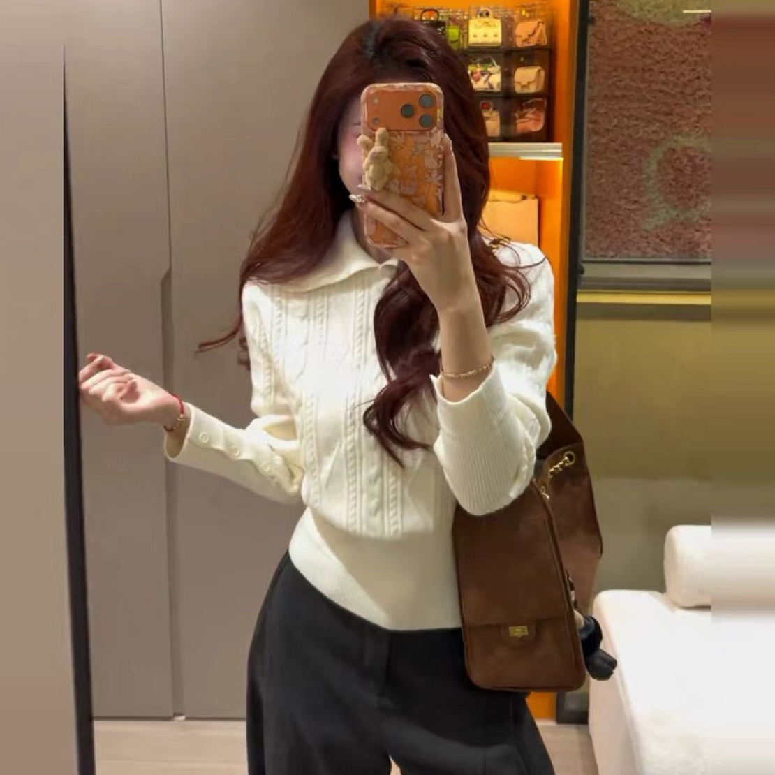 【高个子定制】韩系减龄麻花针织衫女秋冬高级感收腰显瘦长袖上衣