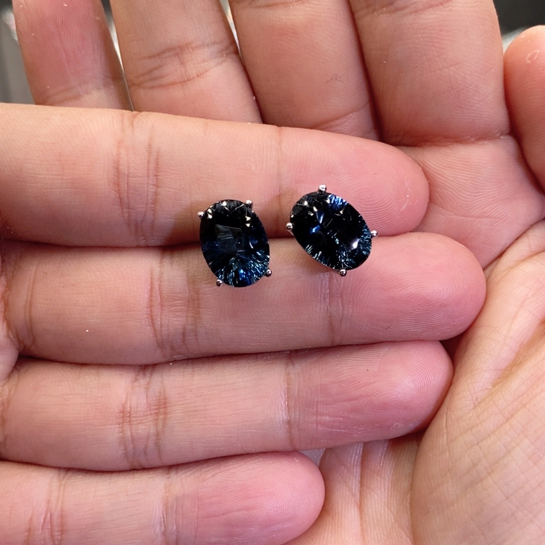 托帕石耳饰银S925镶嵌鑫****4