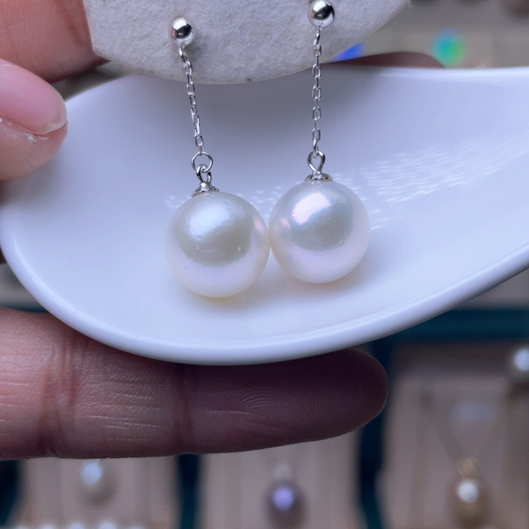 淡水珍珠耳环银S925镶嵌