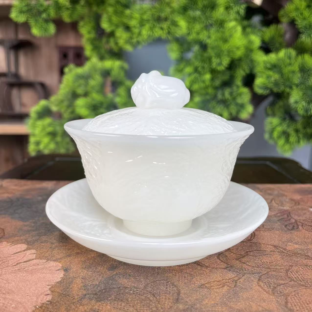 璞玉上釉款百财盖碗 130ml-AA1133