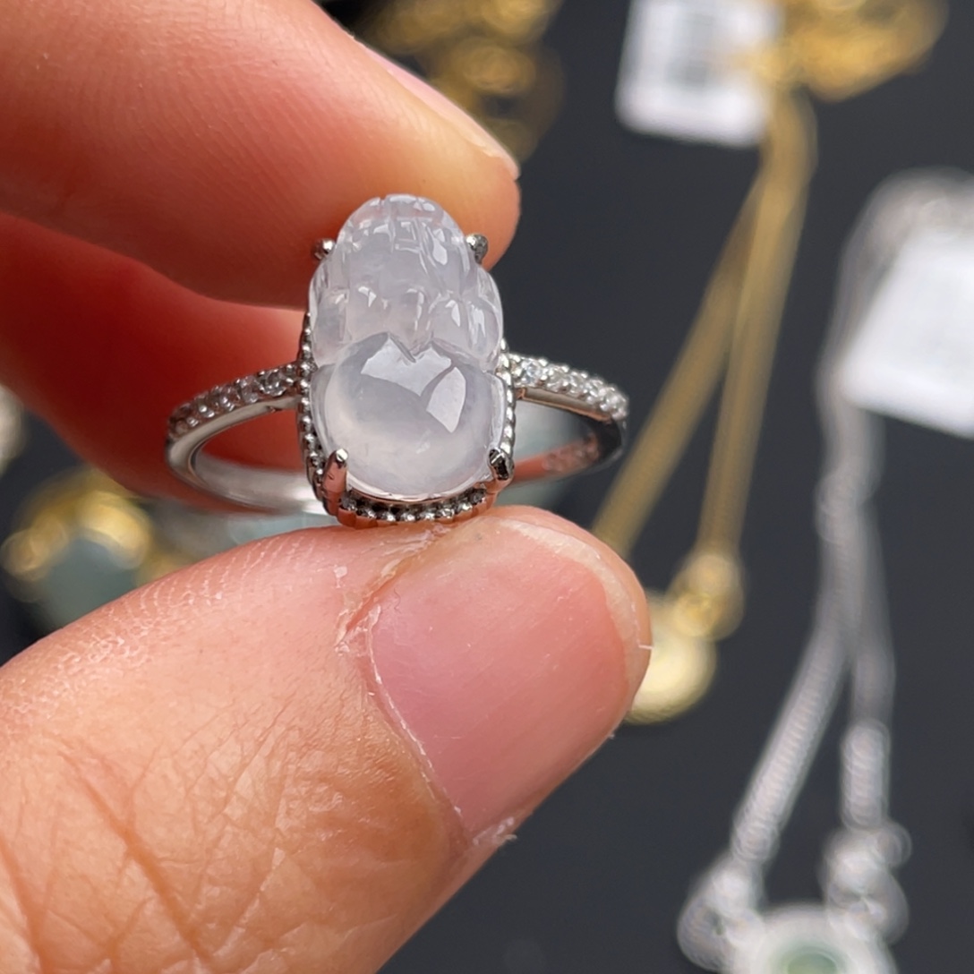 弱***形翡翠银S925镶嵌吊坠(不含链)