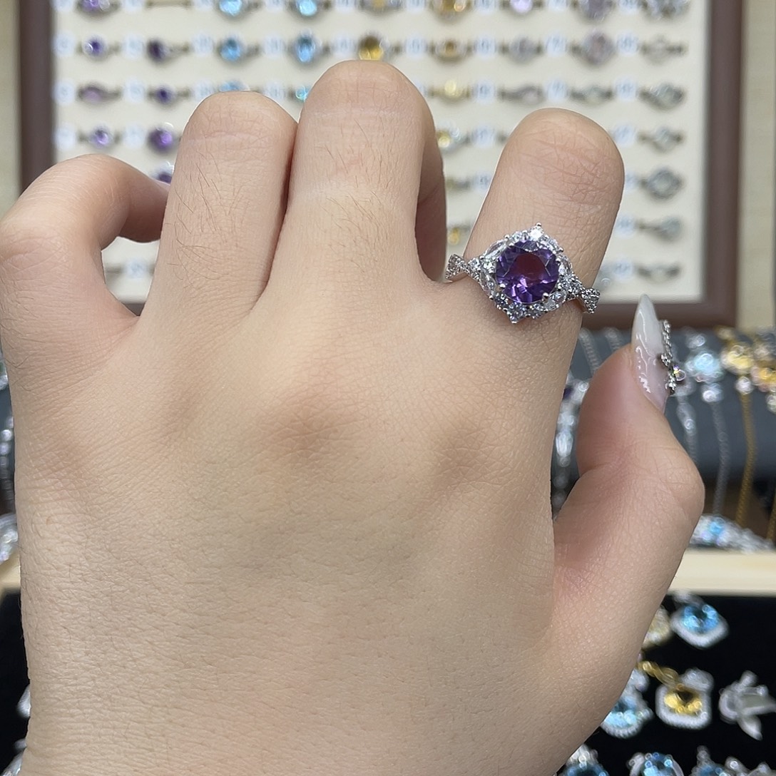 银S925镶嵌紫晶戒指