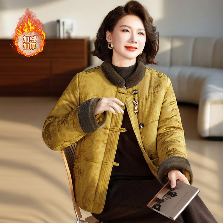 新款气质妈妈装2025秋冬女装冬季休闲外套宽松中老年冬季女装棉衣