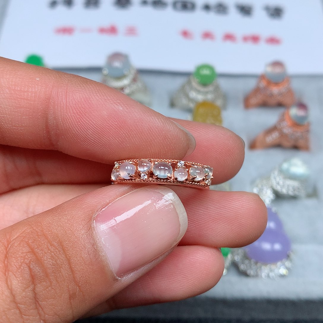 翡翠银S925镶嵌戒指3号