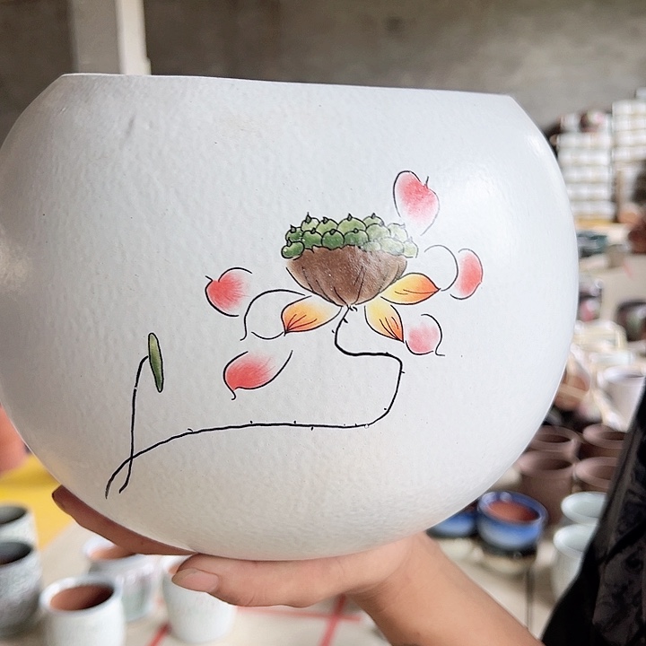 紫砂花盆高20口20