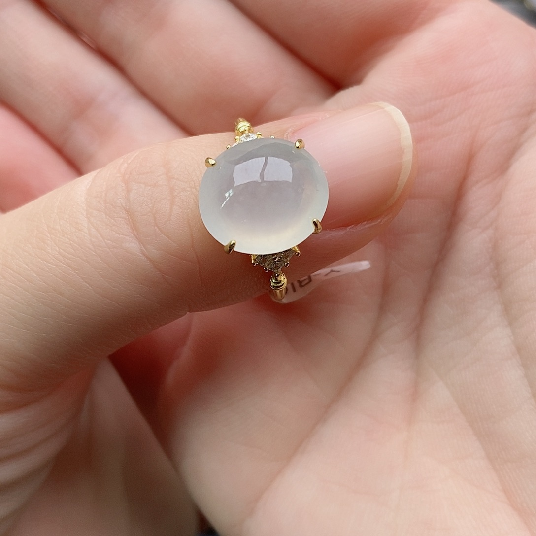 银S925镶嵌戒指翡翠吹****泡