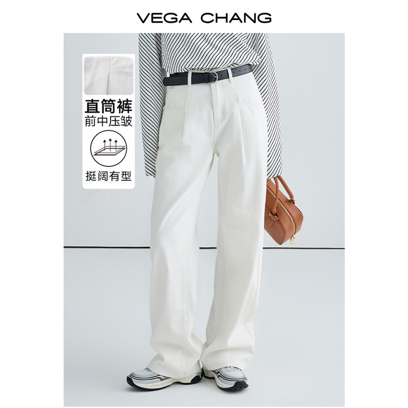 VEGA CHANG牛仔裤直筒2025款秋冬欧若风上新高腰百搭长裤059959