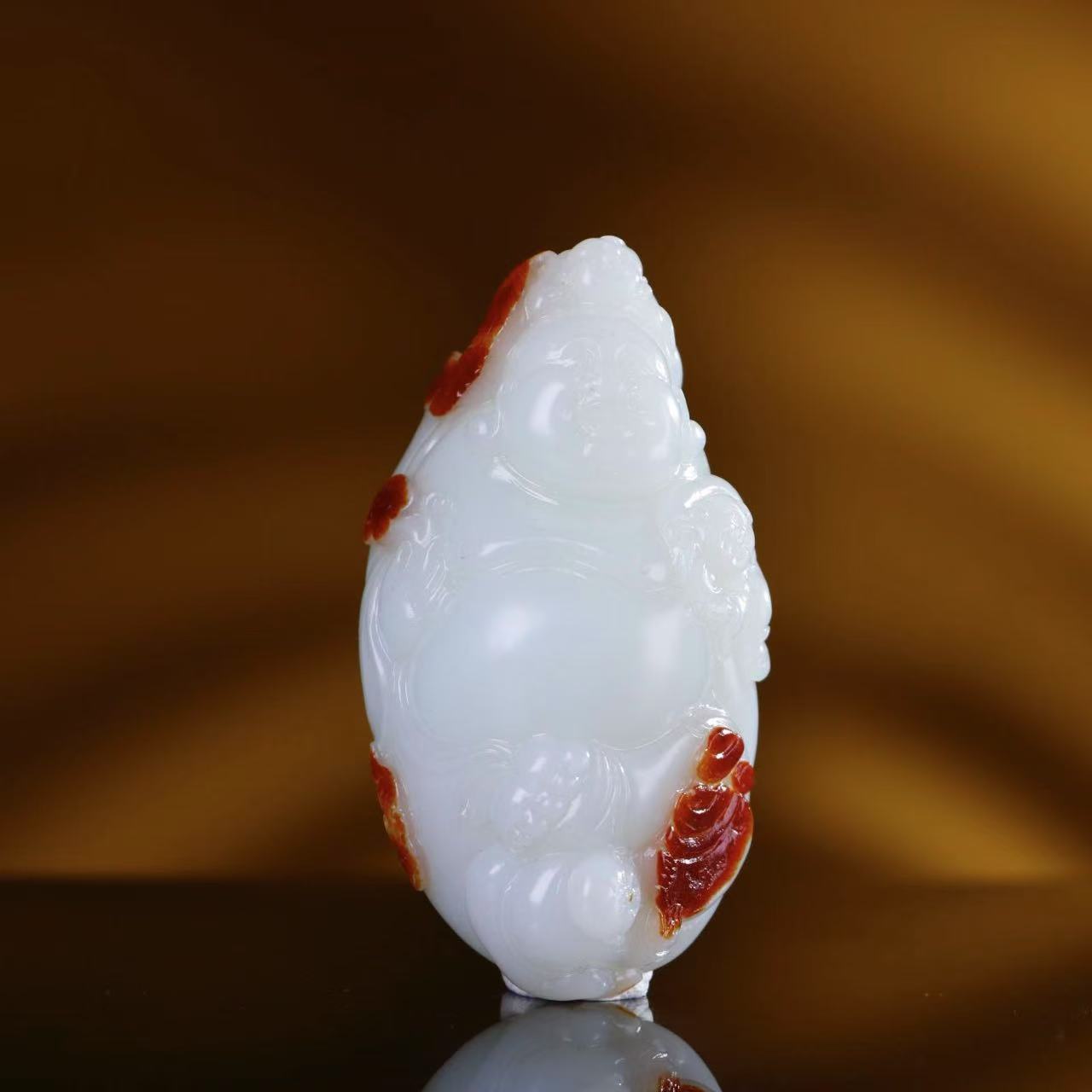 YJPM-00217精品和田玉手把件童子戏弥勒