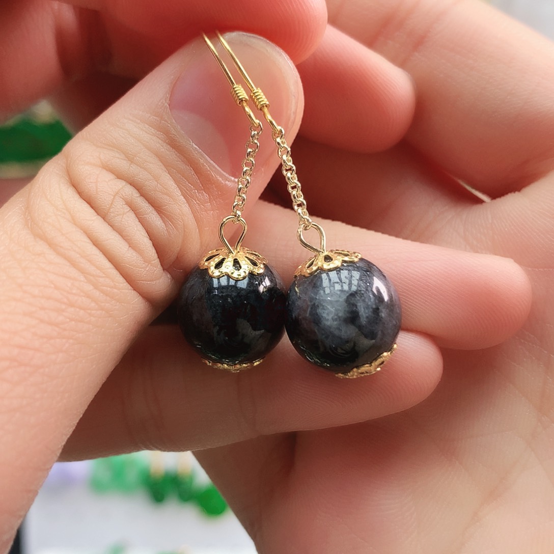 翡翠耳饰银S925镶嵌耳饰