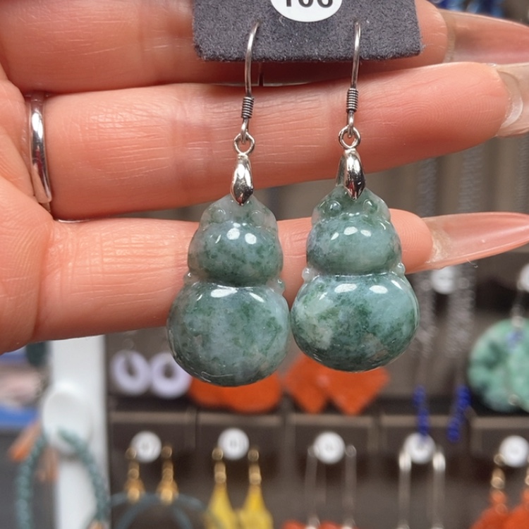 【闪购商品】翡翠耳饰银S925镶嵌耳饰