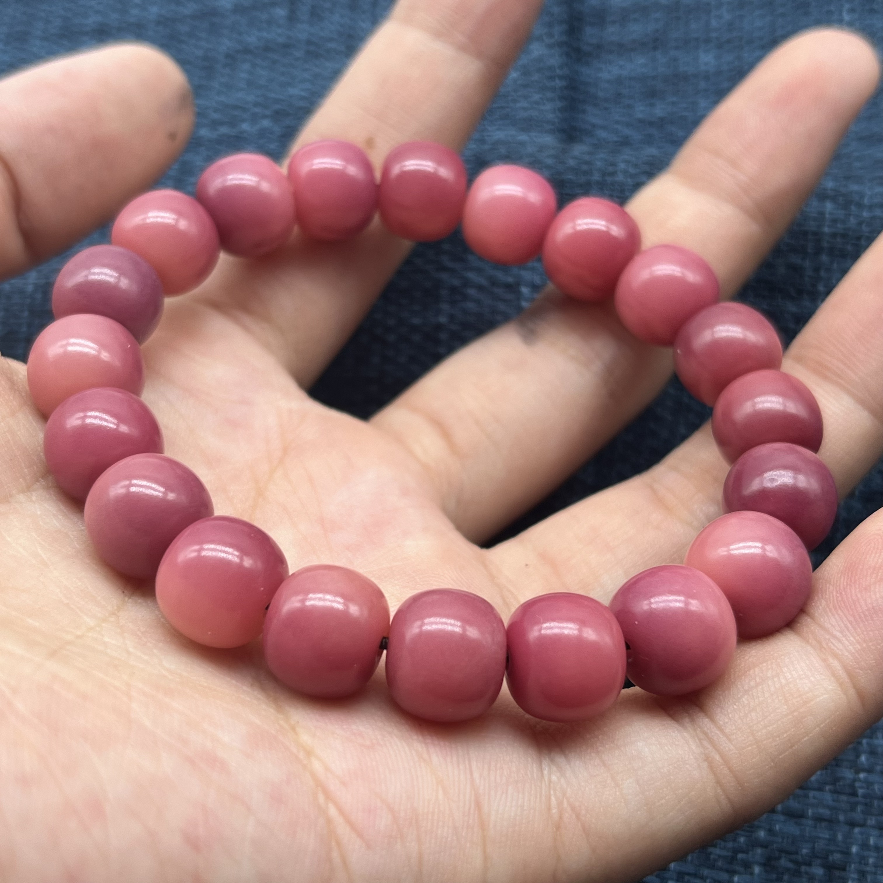 粉菩提老型珠单圈手串卡9*10无礼盒菩提根 1672