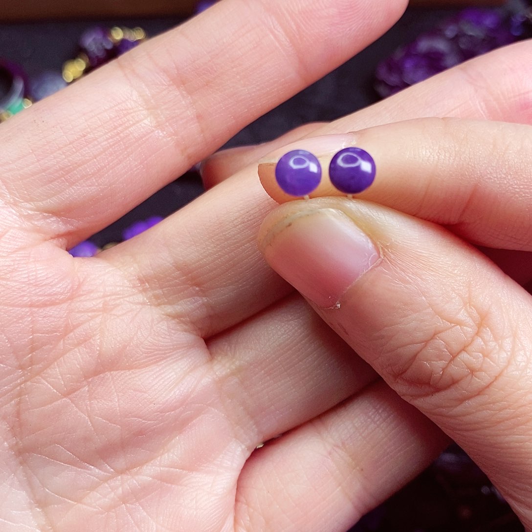 苏纪石（舒俱来）耳钉银S925镶嵌