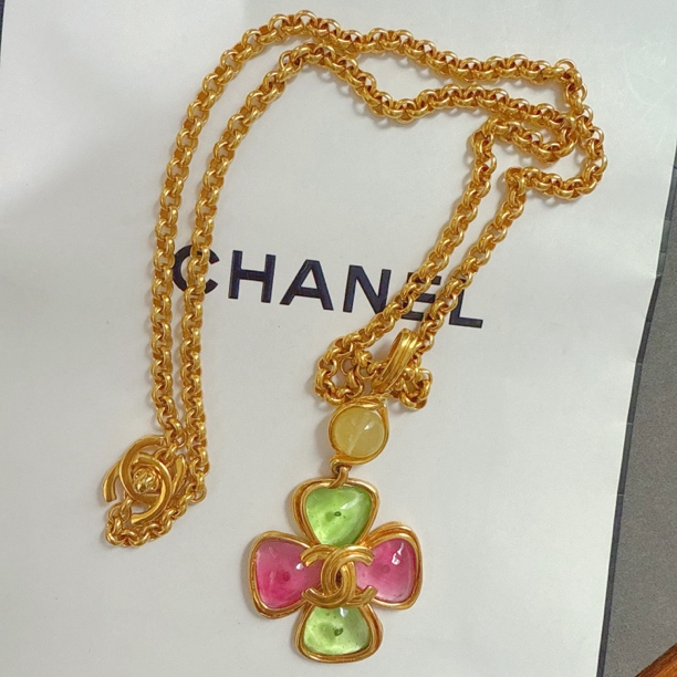 95新 Chanel/香奈儿 Chanel 香奈儿中古书包扣马卡龙琉璃项链