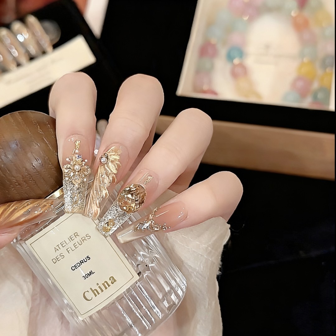 【金色羽翼】时尚清新纯欲高级感成品美甲穿戴式手工穿戴甲