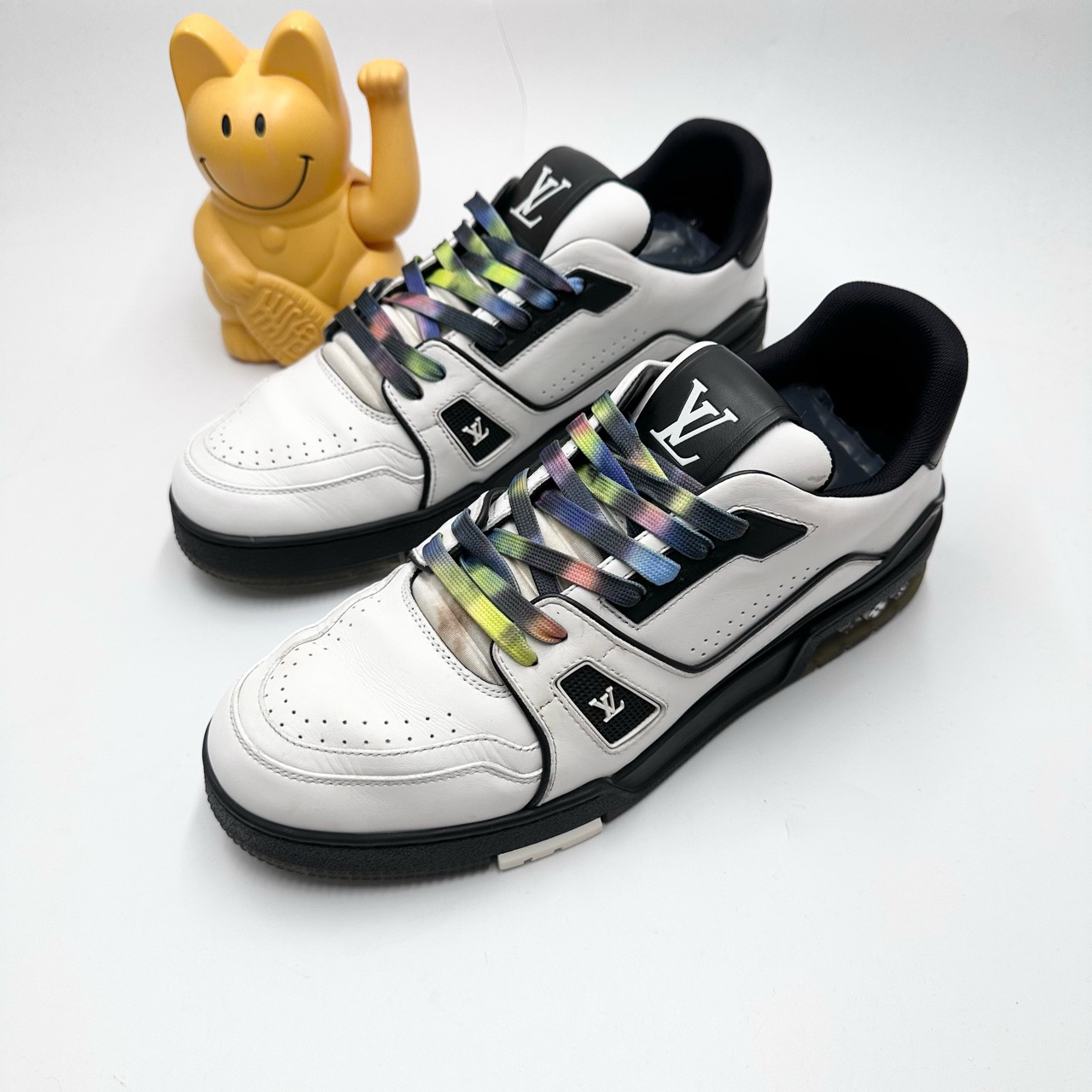 95新 LouisVuitton/路易威登 41.5码/黑白熊猫Trainer板鞋0691