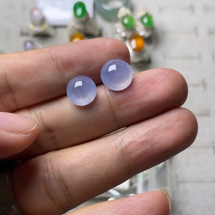 定制翡翠未镶嵌高冰紫10.6、10mm