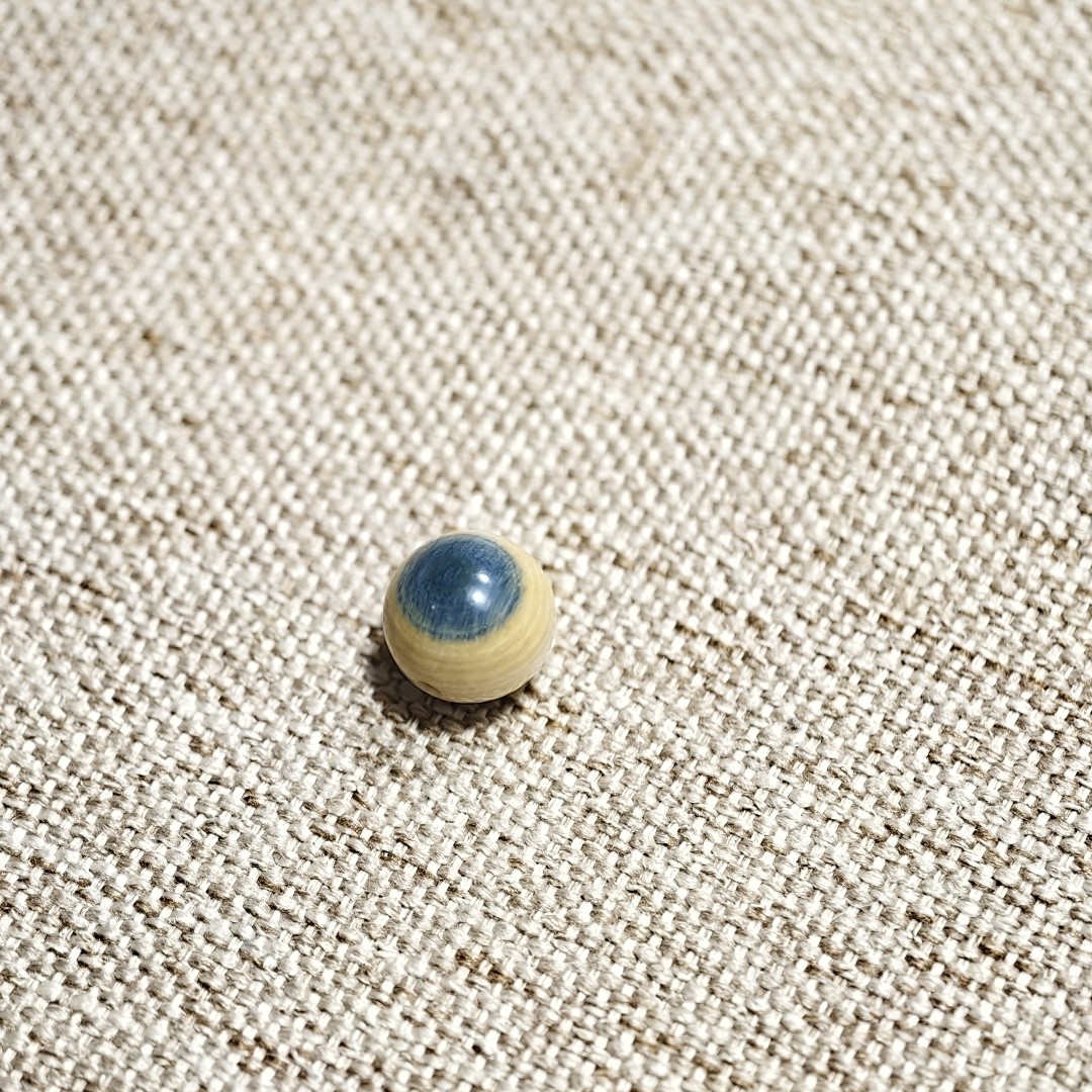 天然猛犸牙蓝眼睛圆珠文玩配饰支持复检