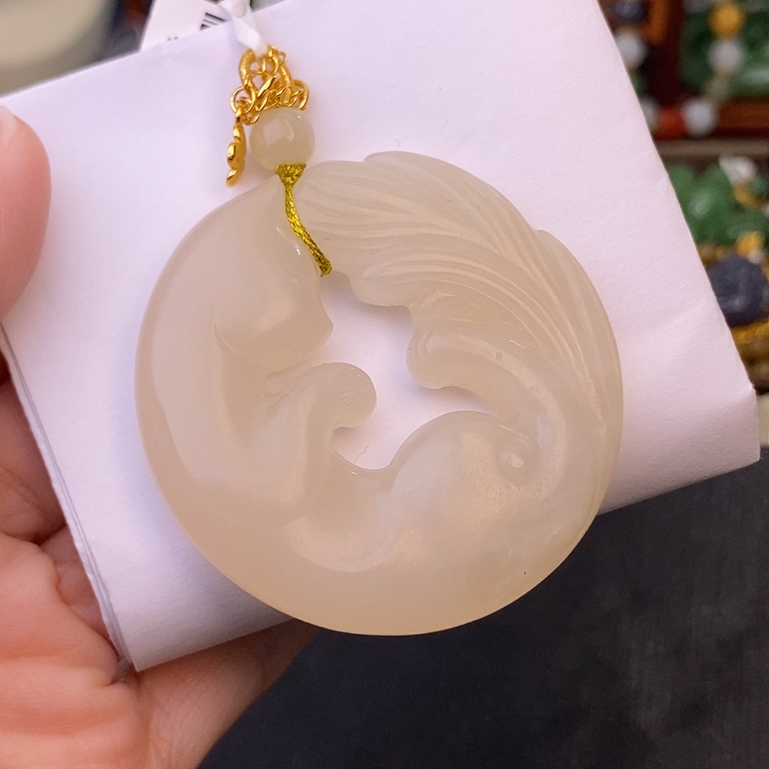 和田玉藕粉吊坠清货价凤九镯芯未镶嵌