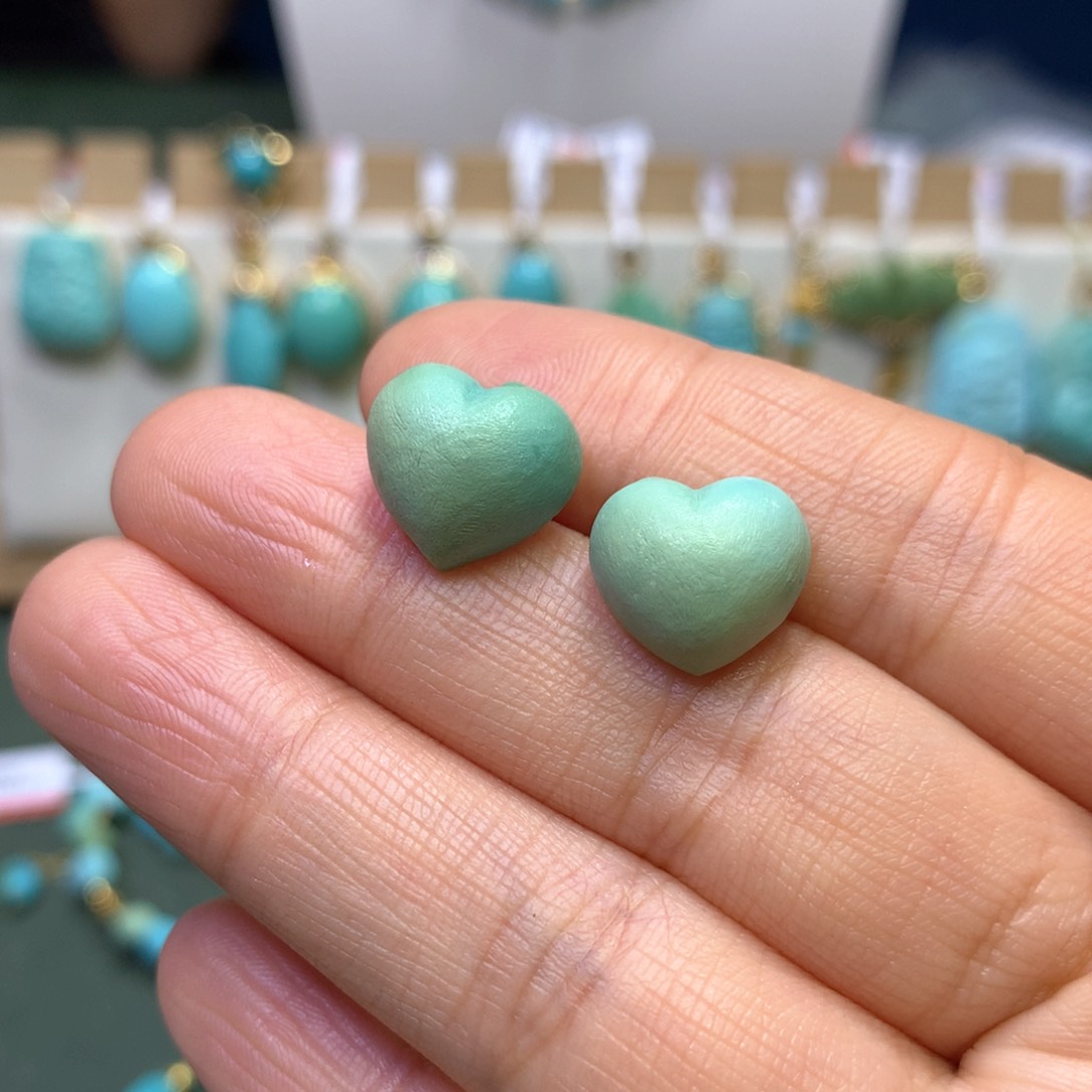 绿松石耳饰18K金镶嵌