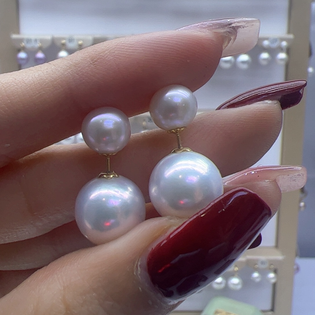 淡水珍珠耳饰18K金镶嵌