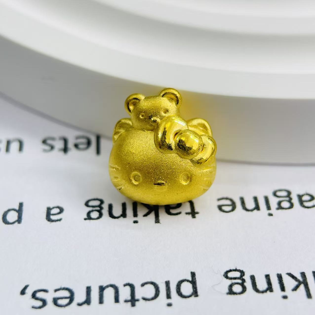 足金999黄金首饰配件小熊KT猫转运珠DP2692-0970