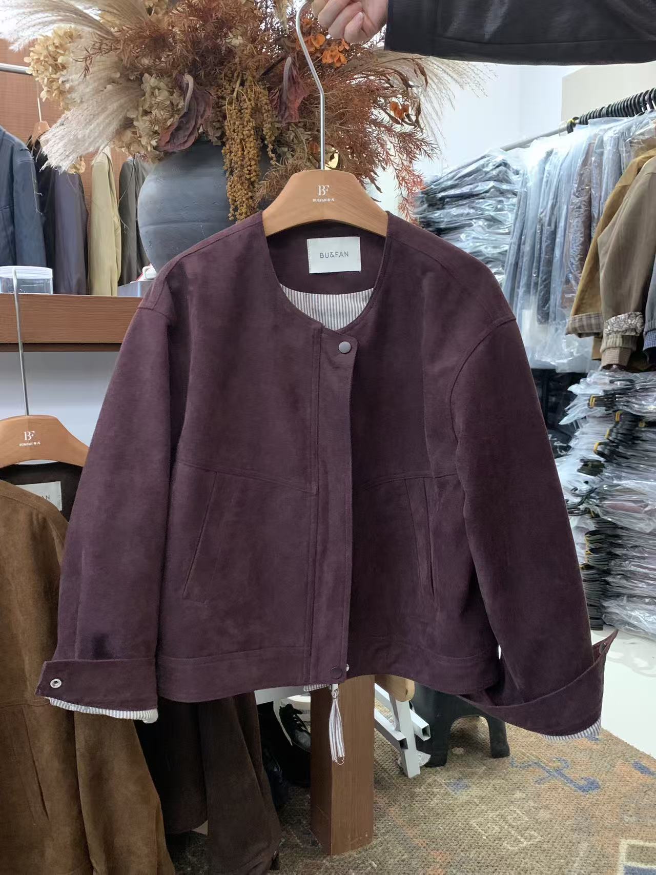 温柔瑶-布凡秋款福利#复古潮流圆领韩版外套#11022