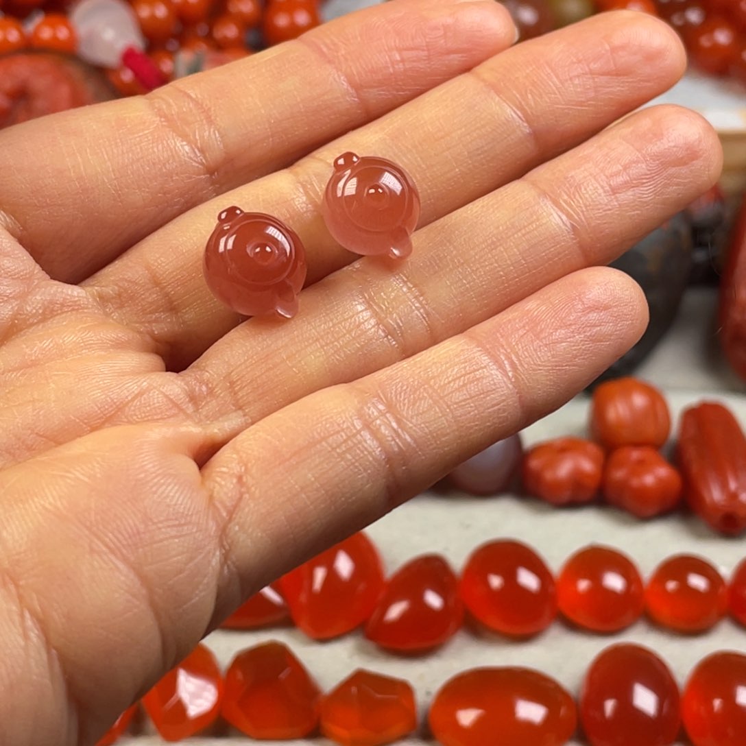 南红玛瑙天然原矿杨柳冰粉把把壶未镶嵌